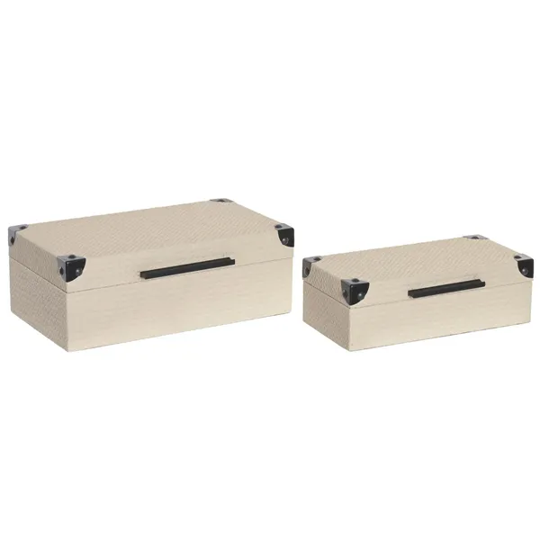 Jewelry box Home ESPRIT Black Beige Wood 34 x 20 x 12 cm (2 Units)