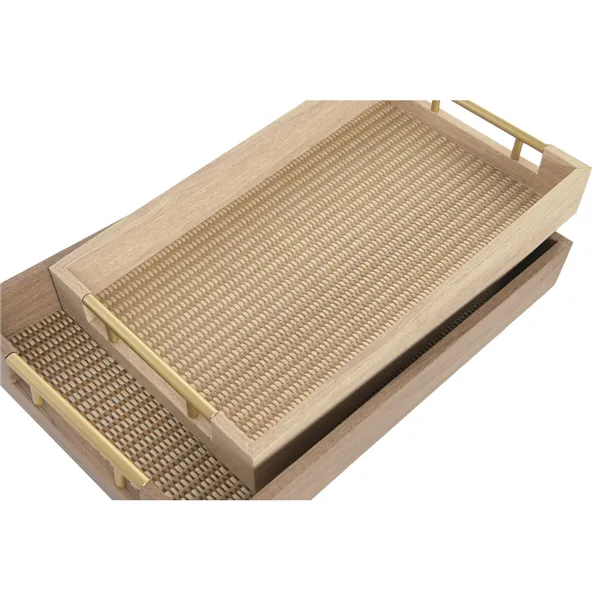Set of trays Home ESPRIT Brown Natural Traditional