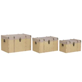 Set of Chests Home ESPRIT Brown Natural Polyurethane Fibre Alpino 56 X 35 X 33 CM (3 Units)