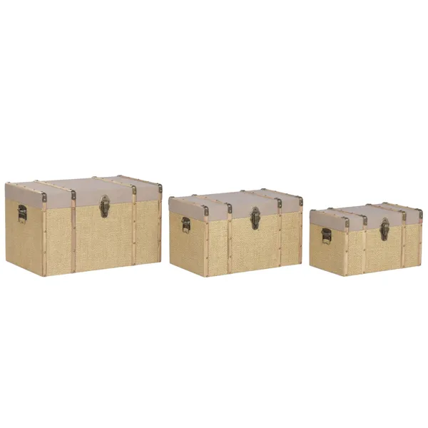 Set of Chests Home ESPRIT Brown Natural Polyurethane Fibre Alpino 56 X 35 X 33 CM (3 Units)