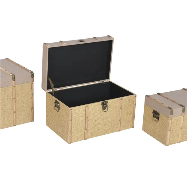 Set of Chests Home ESPRIT Brown Natural Polyurethane Fibre Alpino 56 X 35 X 33 CM (3 Units)