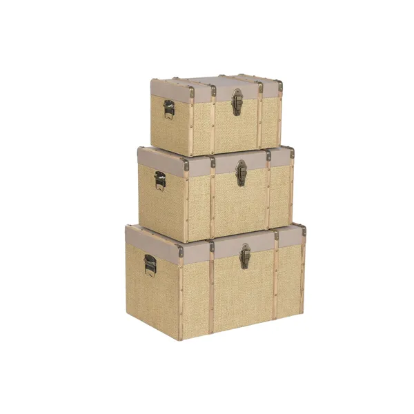 Set of Chests Home ESPRIT Brown Natural Polyurethane Fibre Alpino 56 X 35 X 33 CM (3 Units)