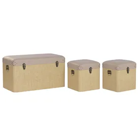 Set of Chests Home ESPRIT Brown Natural Polyurethane Wood Alpino 80 x 40 x 44 cm (3 Units)