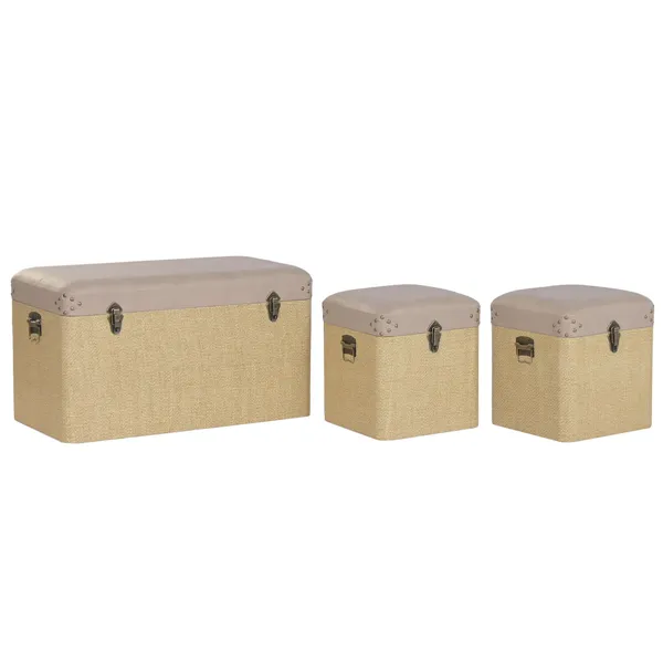Set of Chests Home ESPRIT Brown Natural Polyurethane Wood Alpino 80 x 40 x 44 cm (3 Units)