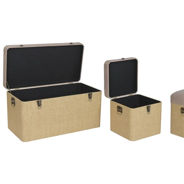 Set of Chests Home ESPRIT Brown Natural Polyurethane Wood Alpino 80 x 40 x 44 cm (3 Units)