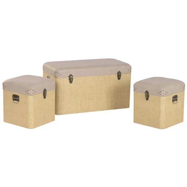 Set of Chests Home ESPRIT Brown Natural Polyurethane Wood Alpino 80 x 40 x 44 cm (3 Units)