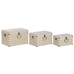 Set of Chests Home ESPRIT Black Beige Polyester Wood Scandi 60 X 40 X 38 CM (3 Units)