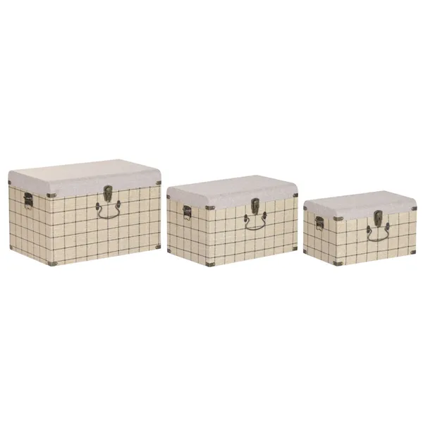 Set of Chests Home ESPRIT Black Beige Polyester Wood Scandi 60 X 40 X 38 CM (3 Units)