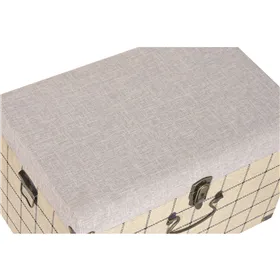 Set of Chests Home ESPRIT Black Beige Polyester Wood Scandi 60 X 40 X 38 CM (3 Units)