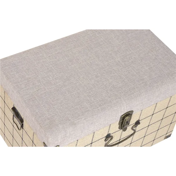 Set of Chests Home ESPRIT Black Beige Polyester Wood Scandi 60 X 40 X 38 CM (3 Units)