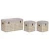 Set of Chests Home ESPRIT Black Beige Polyester Wood Scandi 80 x 40 x 44 cm (3 Units)