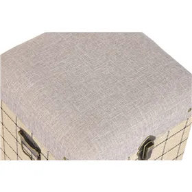 Set of Chests Home ESPRIT Black Beige Polyester Wood Scandi 80 x 40 x 44 cm (3 Units)