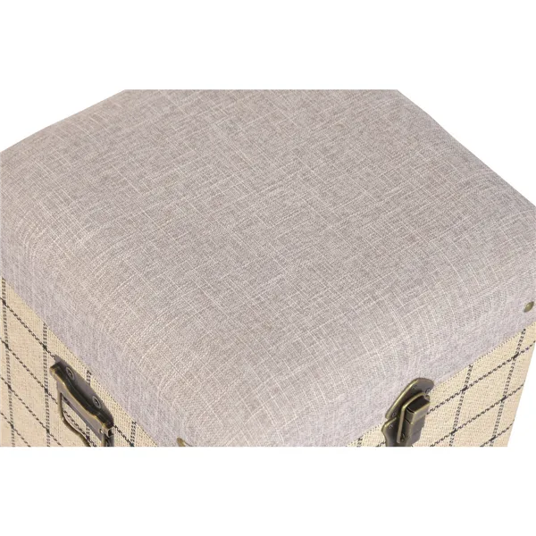 Set of Chests Home ESPRIT Black Beige Polyester Wood Scandi 80 x 40 x 44 cm (3 Units)