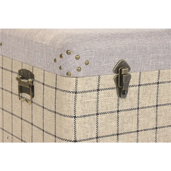 Set of Chests Home ESPRIT Black Beige Polyester Wood Scandi 80 x 40 x 44 cm (3 Units)