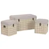 Set of Chests Home ESPRIT Black Beige Polyester Wood Scandi 80 x 40 x 44 cm (3 Units)
