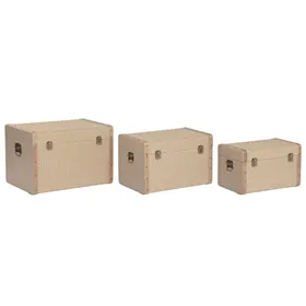 Set of Chests Home ESPRIT Natural Wood Traditional 54 x 36 x 36 cm (3 Units)