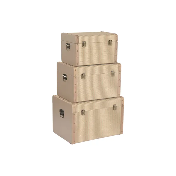Set of Chests Home ESPRIT Natural Wood Traditional 54 x 36 x 36 cm (3 Units)