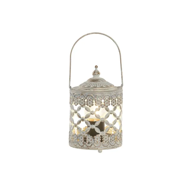 Lantern Home ESPRIT White Golden Metal Crystal Arab 9 x 9 x 14,5 cm