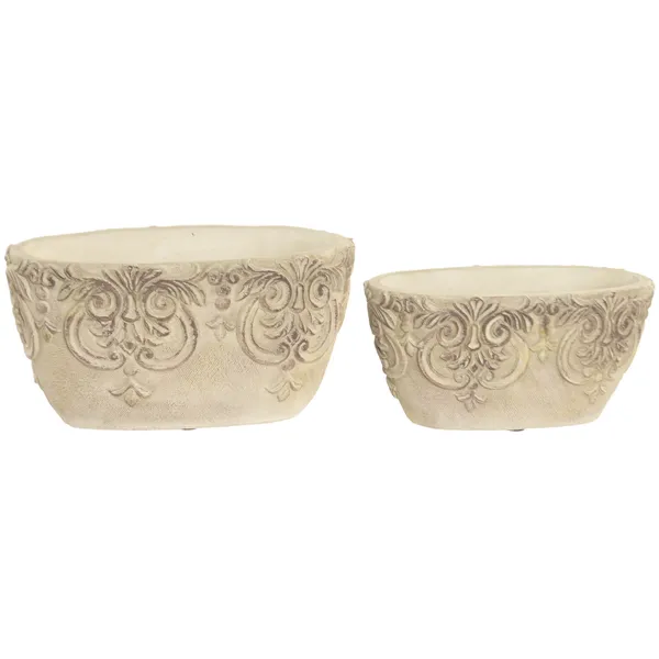 Centerpiece Home ESPRIT White Cement 22 x 14 x 11 cm (2 Units)