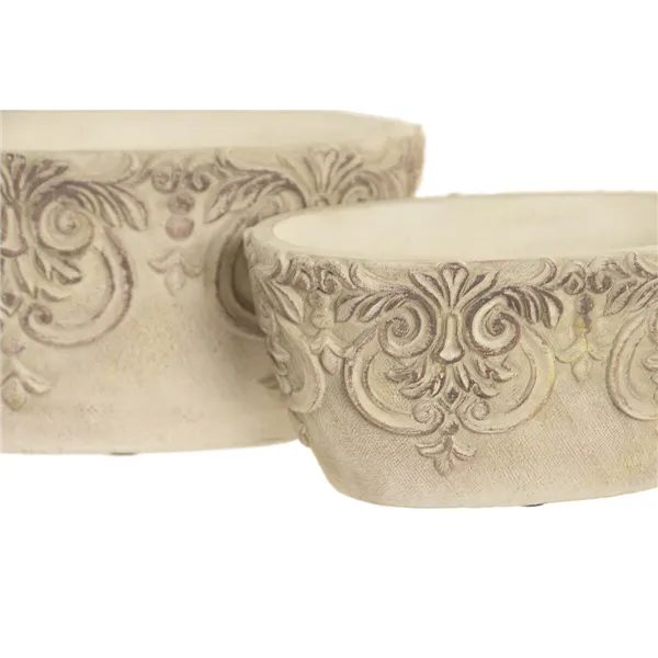 Centerpiece Home ESPRIT White Cement 22 x 14 x 11 cm (2 Units)