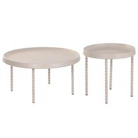 Set of 2 tables Home ESPRIT Cream 75 x 75 x 40 cm