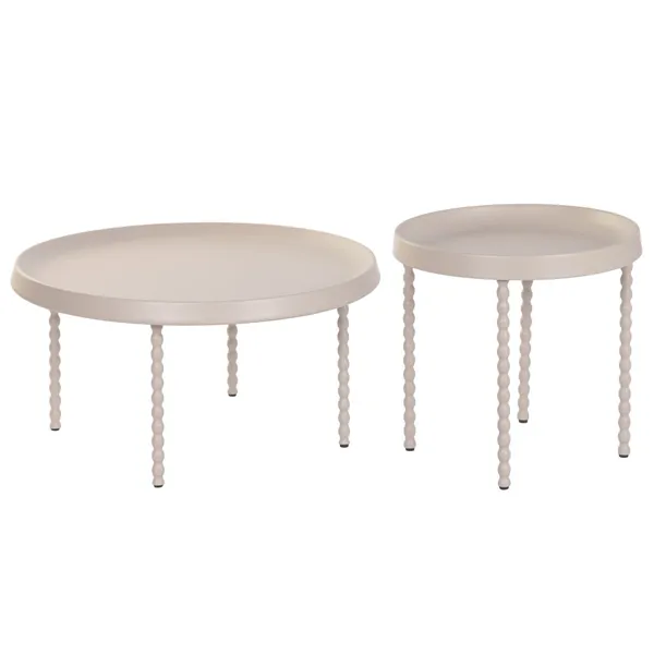 Set of 2 tables Home ESPRIT Cream 75 x 75 x 40 cm