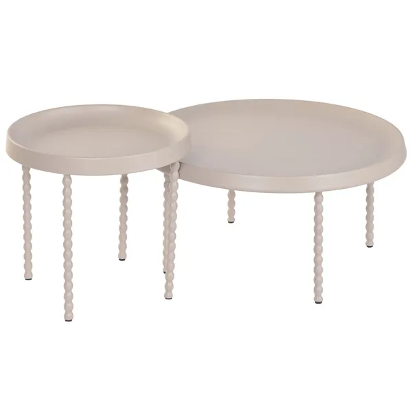 Set of 2 tables Home ESPRIT Cream 75 x 75 x 40 cm