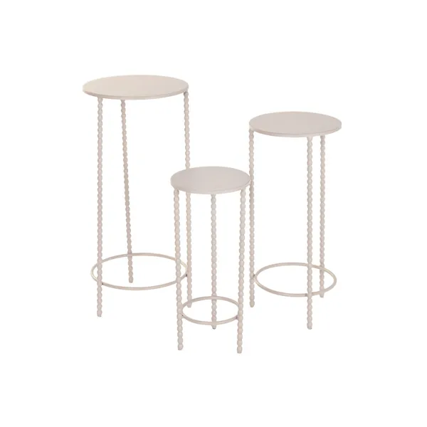 Set of 3 tables Home ESPRIT Cream 32 x 32 x 70 cm (3 Pieces)