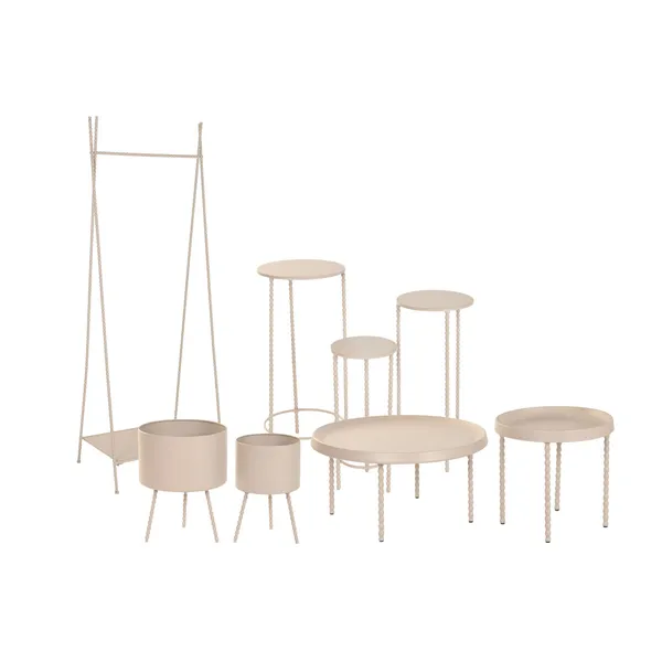 Set of 3 tables Home ESPRIT Cream 32 x 32 x 70 cm (3 Pieces)