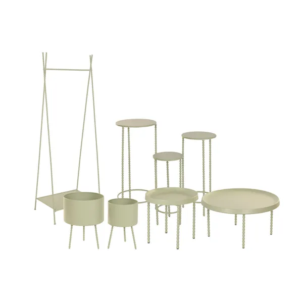 Set of 3 tables Home ESPRIT Green 32 x 32 x 70 cm (3 Pieces)