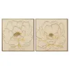 Canvas Home ESPRIT Beige Golden Flower Shabby Chic 62 x 4,5 x 62 cm (2 Units)