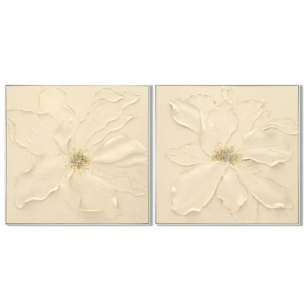 Canvas Home ESPRIT Beige Flower Shabby Chic 82 x 4,5 x 82 cm (2 Units)