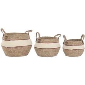 Basket set Home ESPRIT Peach Natural Natural Fibre (3 Pieces)