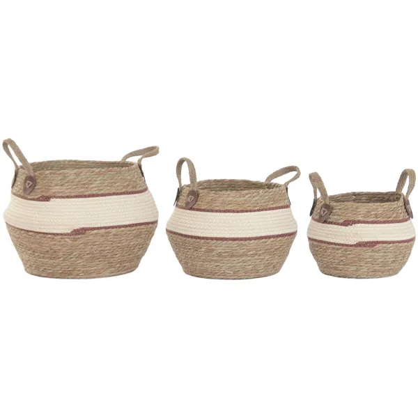 Basket set Home ESPRIT Peach Natural Natural Fibre (3 Pieces)