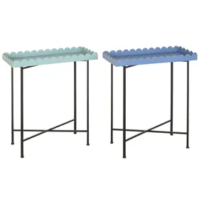 Side table Home ESPRIT Blue Turquoise 60 x 25 x 70 cm (2 Units)