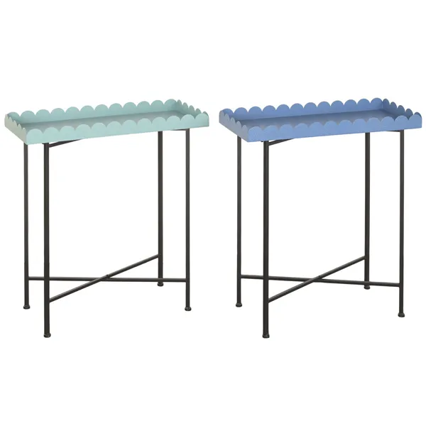 Side table Home ESPRIT Blue Turquoise 60 x 25 x 70 cm (2 Units)