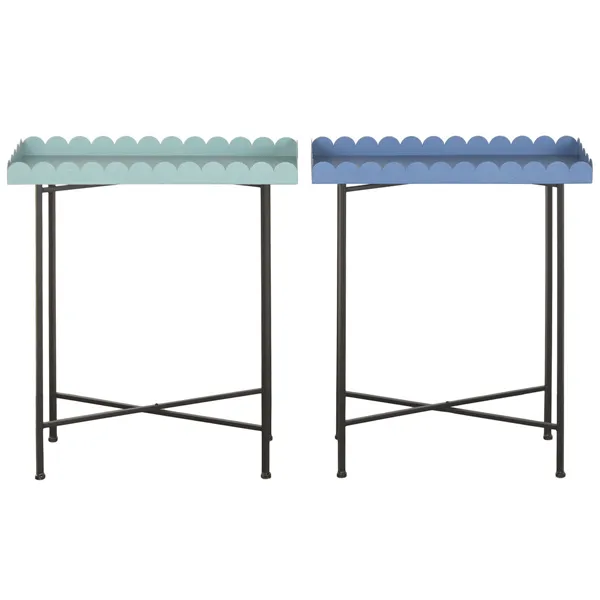 Side table Home ESPRIT Blue Turquoise 60 x 25 x 70 cm (2 Units)