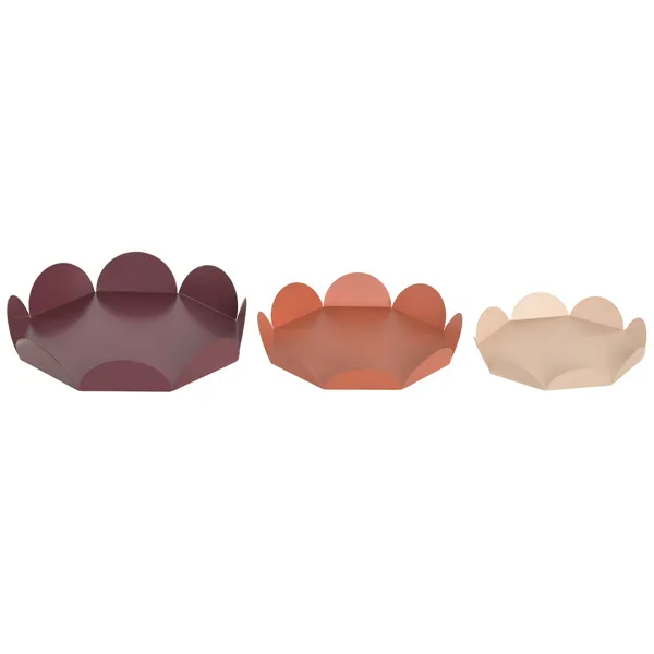 Centerpiece Home ESPRIT Orange Pink Maroon Metal 31 x 31 x 6 cm (3 Pieces)