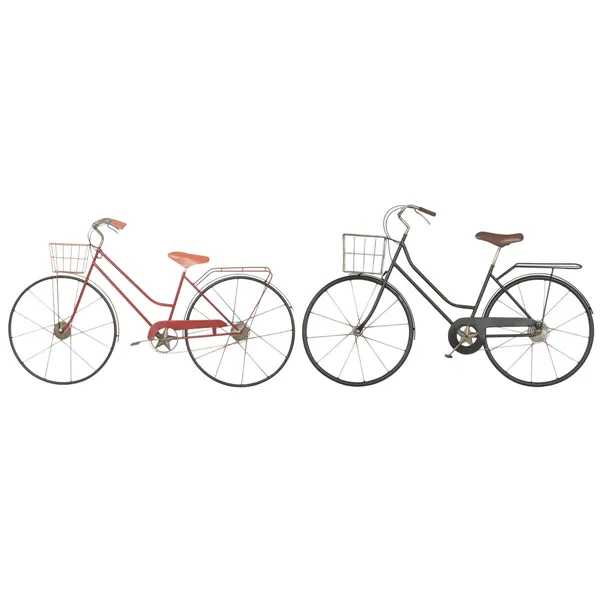 Wall Decoration Home ESPRIT Black Red Metal Bicycle Shabby Chic 80 x 4 x 46 cm (2 Units)