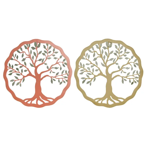 Wall Decoration Home ESPRIT Orange Ocre Metal Tree Mediterranean 30 x 1 x 30 cm (2 Units)