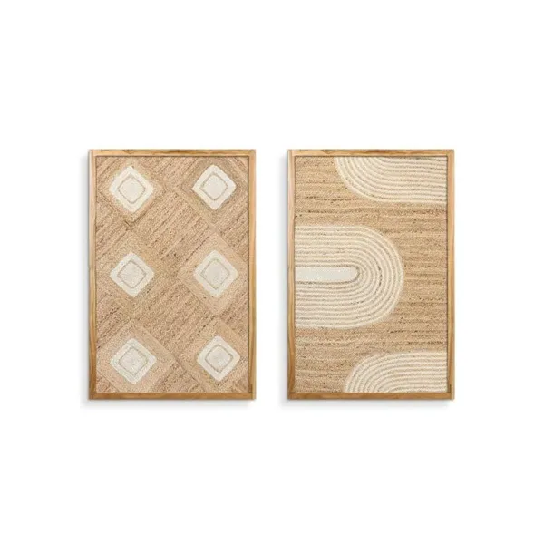 Painting Home ESPRIT Jute Acacia 60 x 3 x 90 cm (2 Units)