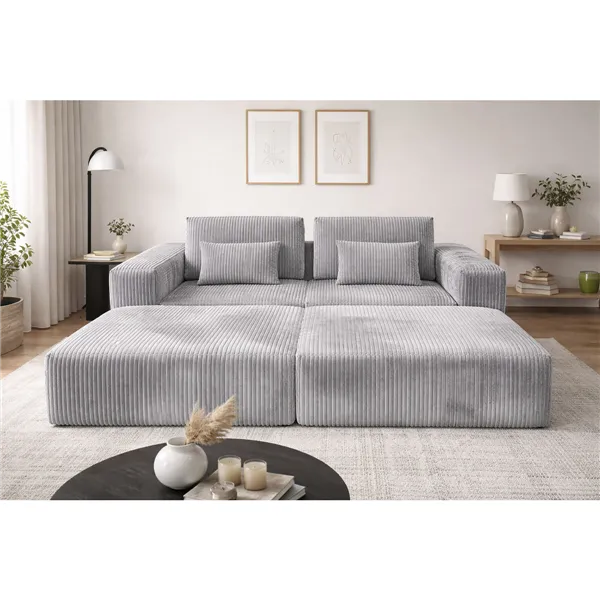 Sofa Home ESPRIT Light grey Scandi 220 x 158 x 91 cm