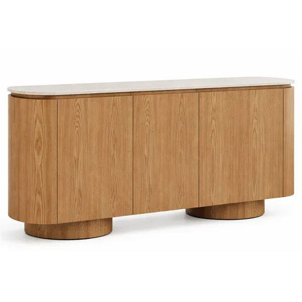 Sideboard Home ESPRIT Light brown Granite MDF Wood 180 x 40 x 85 cm