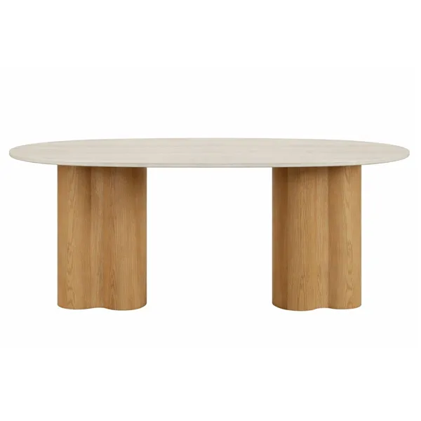 Dining Table Home ESPRIT Light brown Granite MDF Wood 180 x 90 x 75 cm