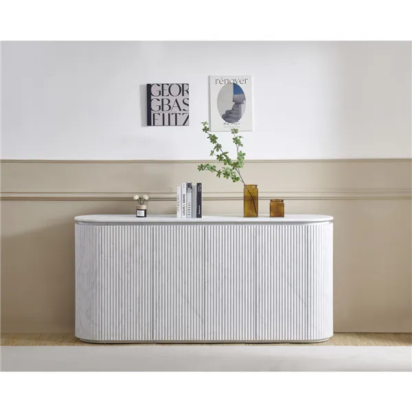 Sideboard Home ESPRIT White Granite MDF Wood 180 x 40 x 85 cm