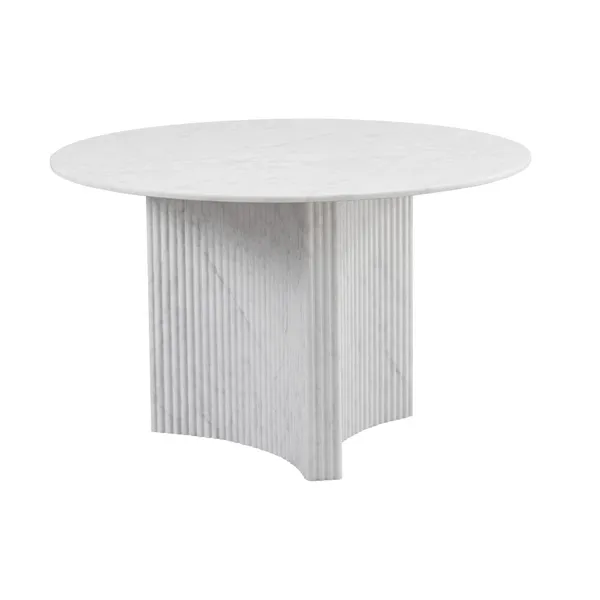 Dining Table Home ESPRIT White Granite MDF Wood 120 x 120 x 75 cm