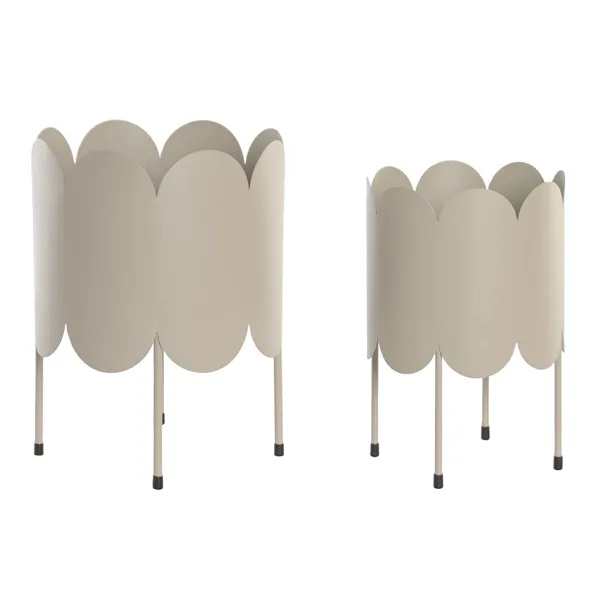 Set of Planters Home ESPRIT Cream Iron Urban 23 x 23 x 30 cm (2 Pieces)