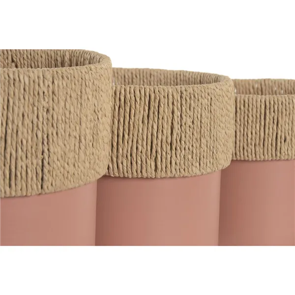 Set of Planters Home ESPRIT Natural Light Pink Iron Fibre Urban 25 x 25 x 27 cm (3 Pieces)