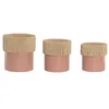 Set of Planters Home ESPRIT Natural Light Pink Iron Fibre Urban 25 x 25 x 27 cm (3 Pieces)