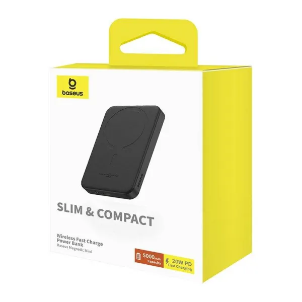 Magnetic Mini Powerbank Baseus 5000mAh, USB-C 20W (black)